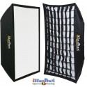SBUF70100HCA135 - Boîte à lumière (Facilement repliable comme un parapluie) - 70x100cm avec Diffuseur & Grille nids d'abeilles