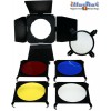 BDSMD - Set coupe-flux 4 volets pour flash ø98~82mm - avec 4 filtres couleurs & grille nids d'abeilles - illuStar