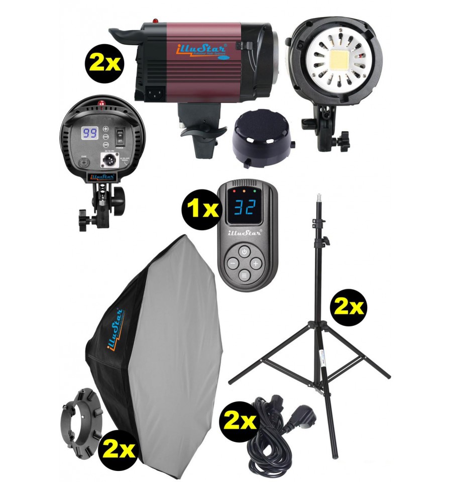 Kit éclairage studio LED, 2x LEDB-1000 Lampe LED 100W pour studio