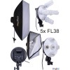 CL5FLSB - Lampe de studio (950W) avec 5x 38W lampes fluorescentes E27 - Boîte à lumière 50x70cm - illuStar