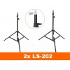 Kit éclairage studio LED, 2x LEDB-1000 Lampe LED 100W pour studio, numérique, 2x trépied 195cm, 2x boîte à lumière ø80cm, WR-L99